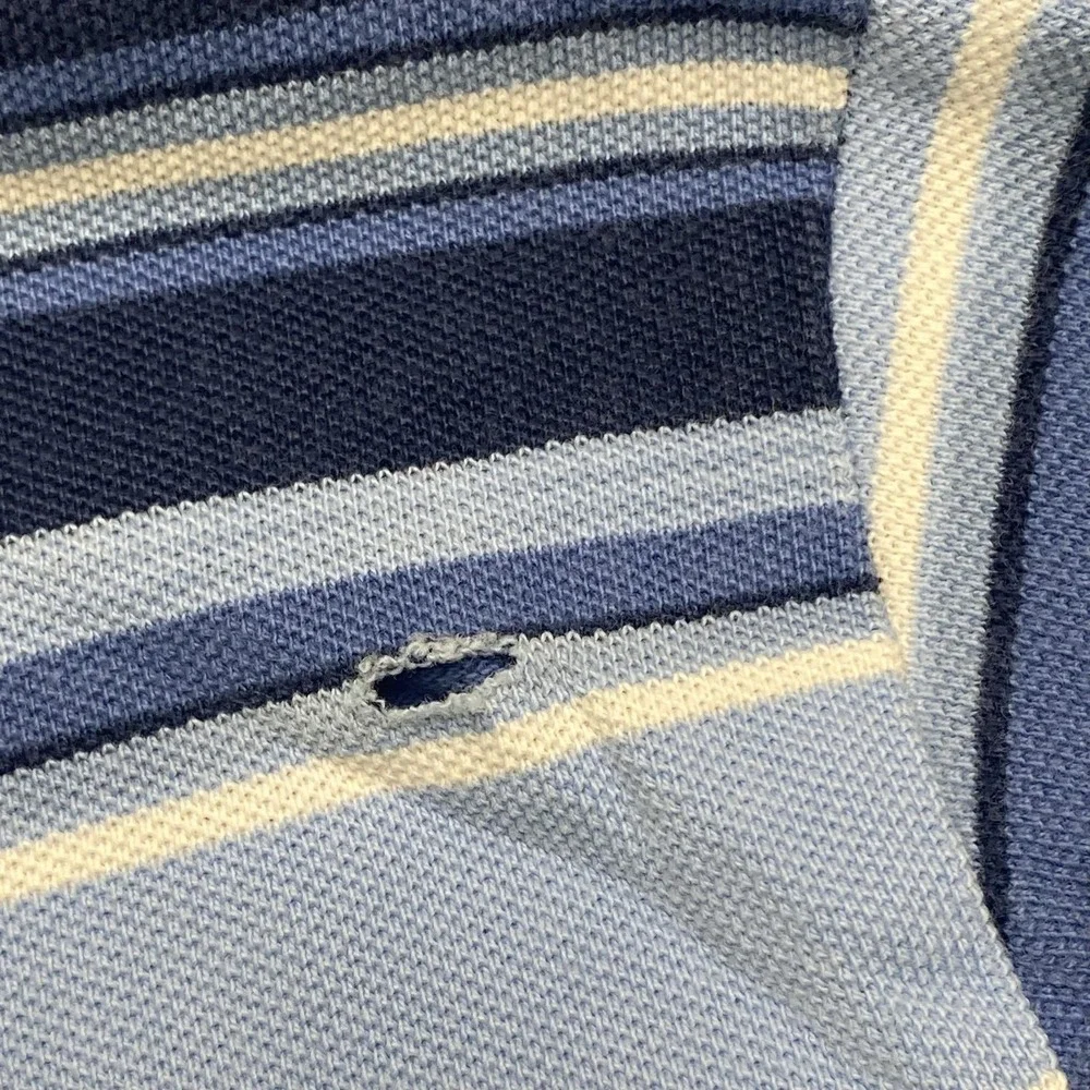 Polo Ralph Lauren Polo Shirt Mens 2XL Blue Stripe 100% Cotton Pony Logo